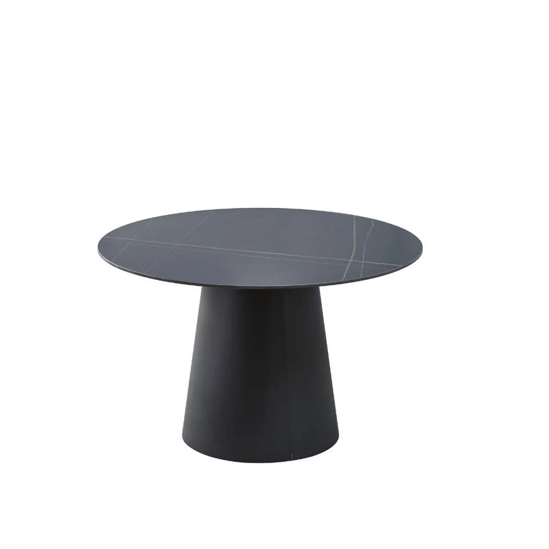 Tavolo rotondo in ceramica colore nero con venature oro - Lauren