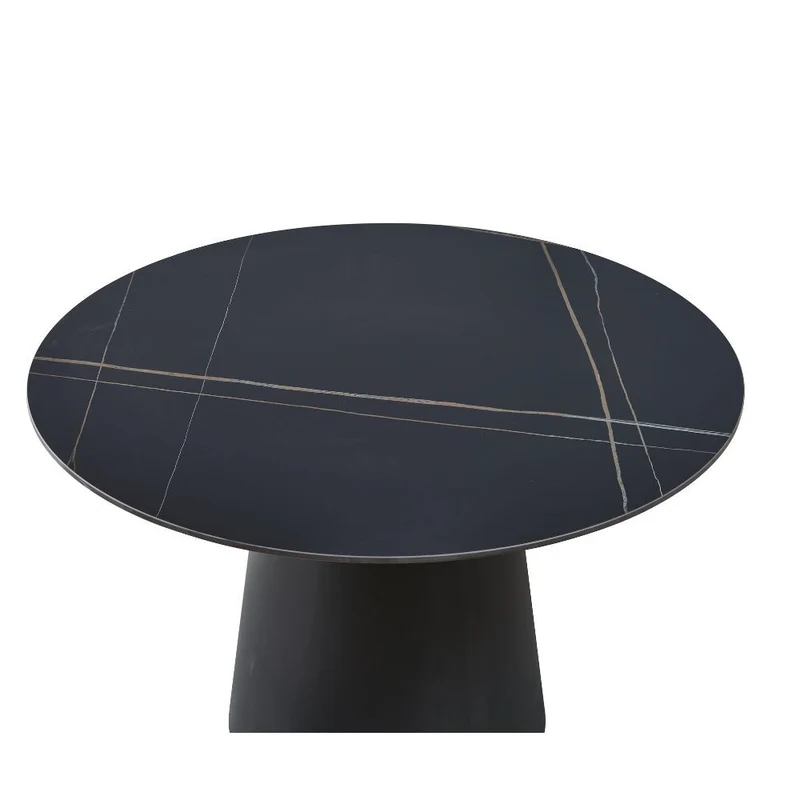 Tavolo rotondo in ceramica colore nero con venature oro - Lauren