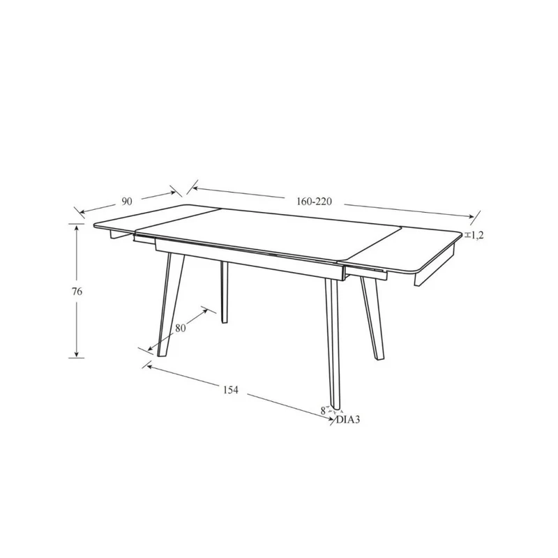Tavolo allungabile in ceramica colore bianco puro e gambe metallo bianco 160x90 cm - Presena