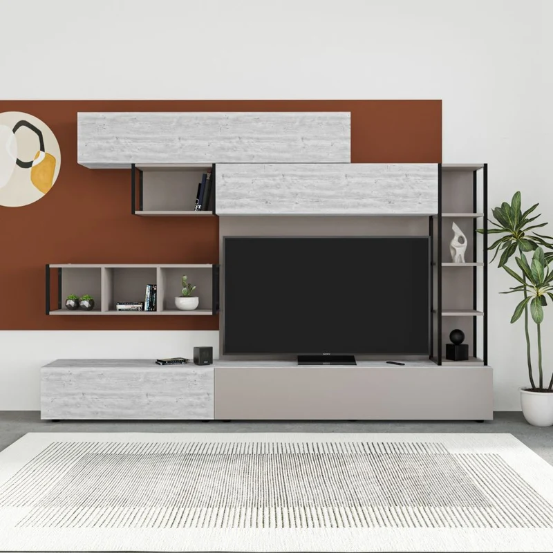 Parete attrezzata 260 cm. colore light mocha e ancient white - Tronador MTV234464