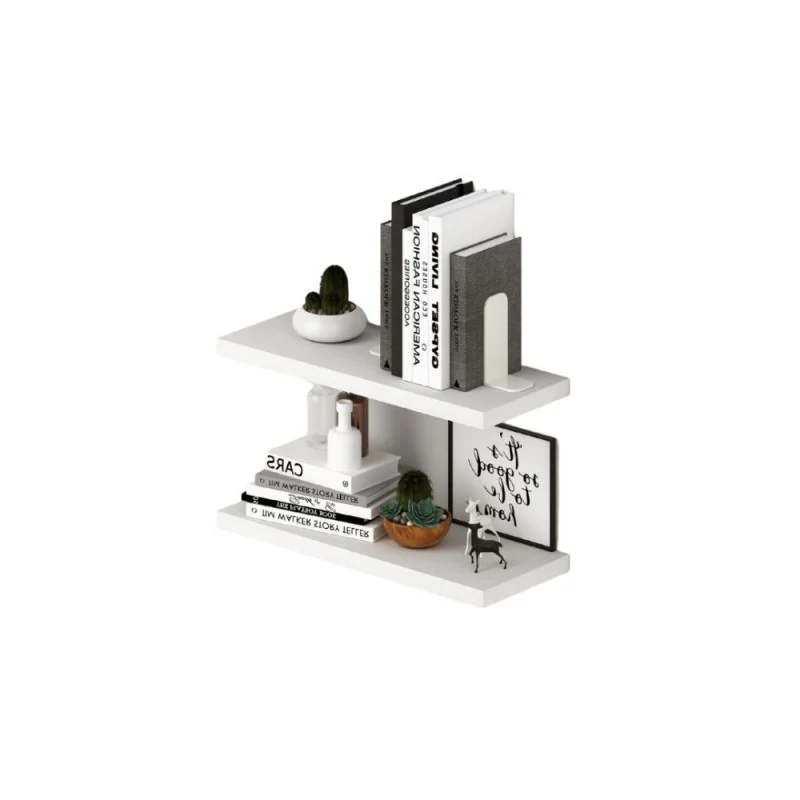 Coppia mensole colore bianco frassinato 60x23 cm con reggimensole