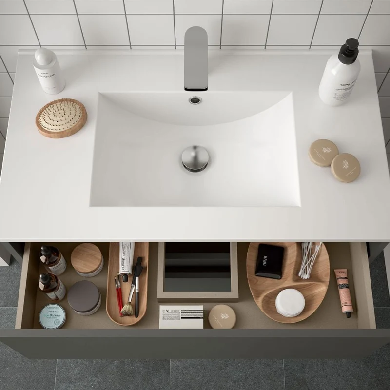 Mobile bagno sospeso colore grigio opaco con lavabo 81 cm - Iridesa