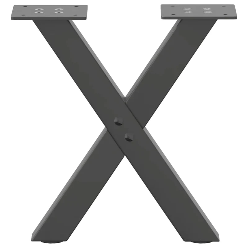 Lot de 2 pieds de table basse en forme de X 30 x 30 cm avec niveleurs réglables design moderne en acier anthracite 02_0057146