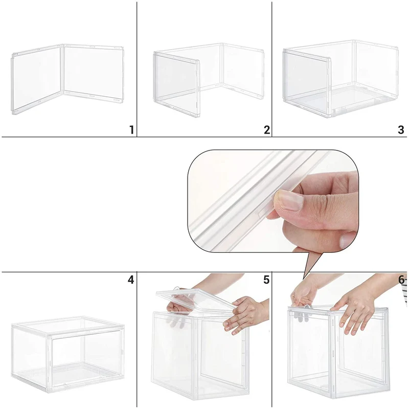 Boîtes à chaussures lot de 3 coffre de rangement jusqu’à 46 empilable avec porte en plastique pointure 36 x 28 x 22 cm transparent 12_0000749