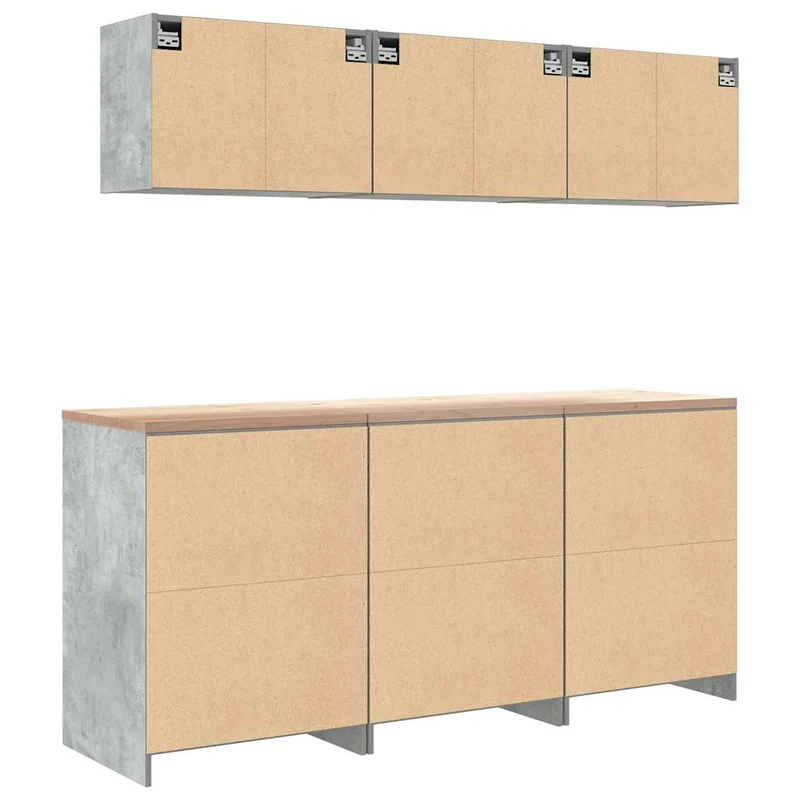 Lot de 6 armoires de rangement de garage fonctionnelles 60 x 51 x 85 cm style moderne en bois d'ingénierie gris béton 02_0055820