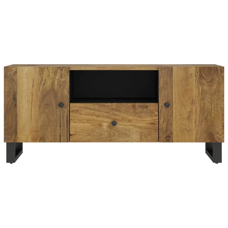 Meuble TV multimédia étagère télévision buffet téléviseur salle à manger salon chambre 105 x 33,5 x 46 cm bois de manguier et d'ingénierie brun 02_0025682