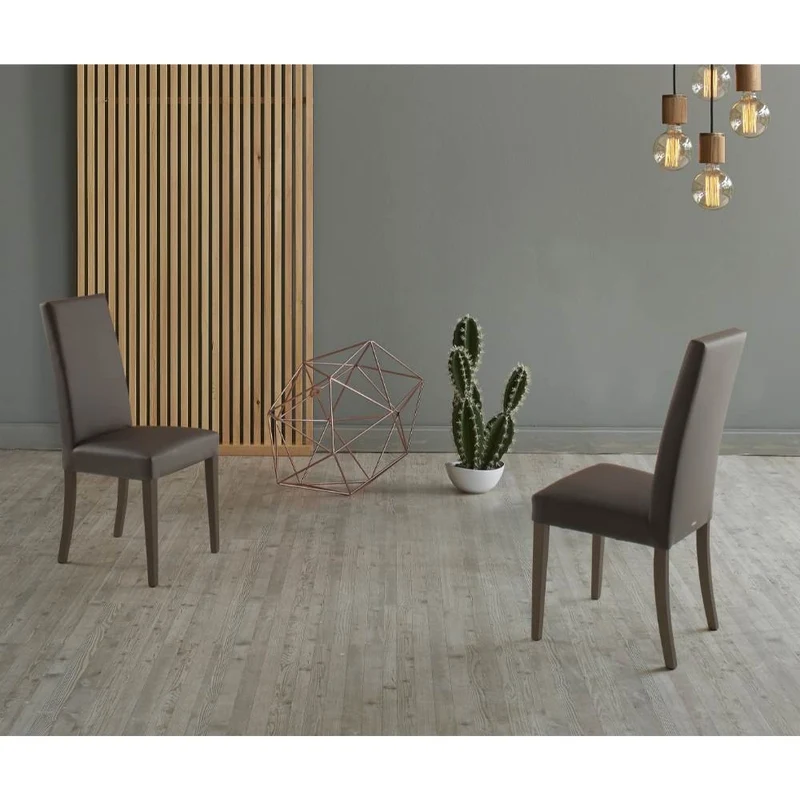 Set 2 sedie in ecopelle colore marrone standard - Nancy