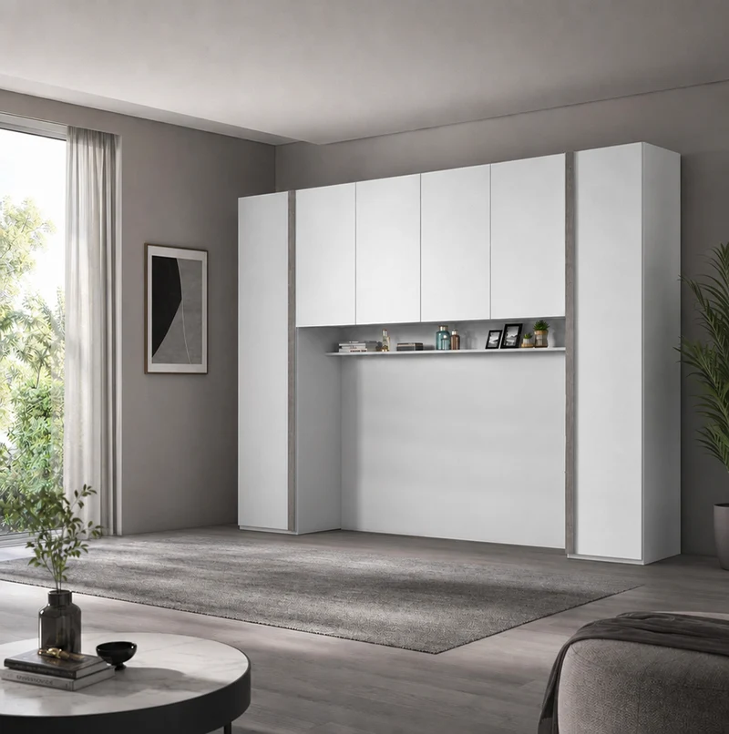 Armadio a ponte colore bianco frassino 288x236H cm - Ettore