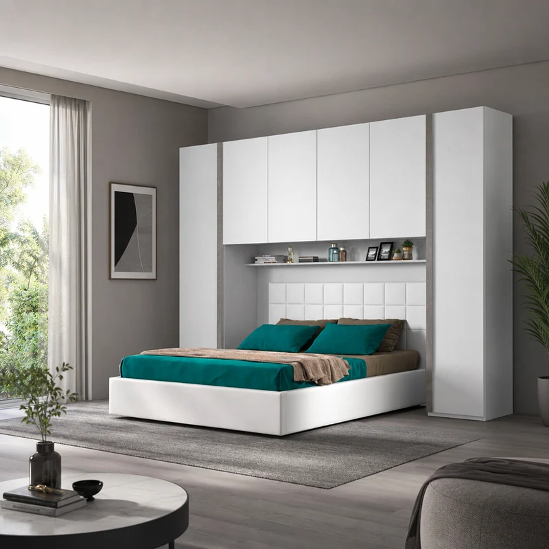 Armadio a ponte colore bianco frassino 288x236H cm - Ettore