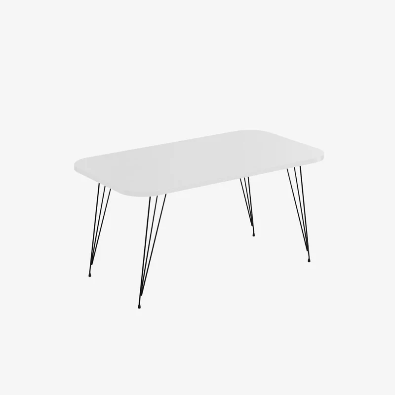 Tavolino rettangolare 90x50cm colore bianco e gambe nere - Reeta