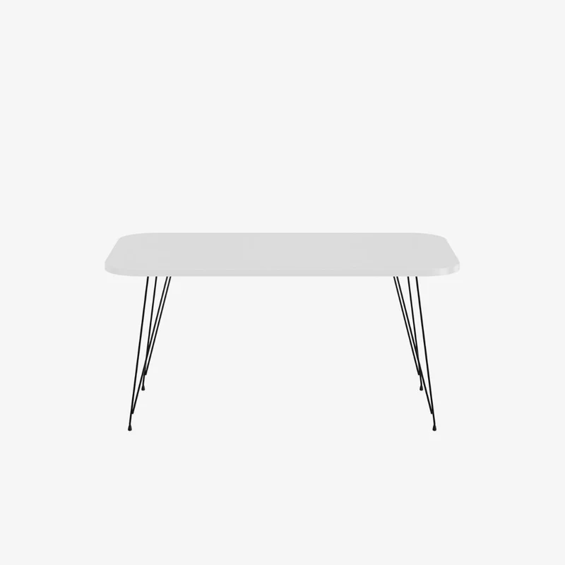 Tavolino rettangolare 90x50cm colore bianco e gambe nere - Reeta