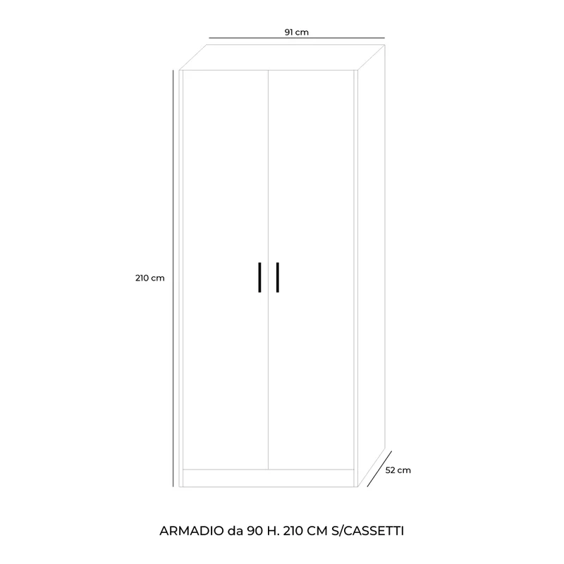Armadio con due ante colore bianco frassinato 91x210H cm - ARM290