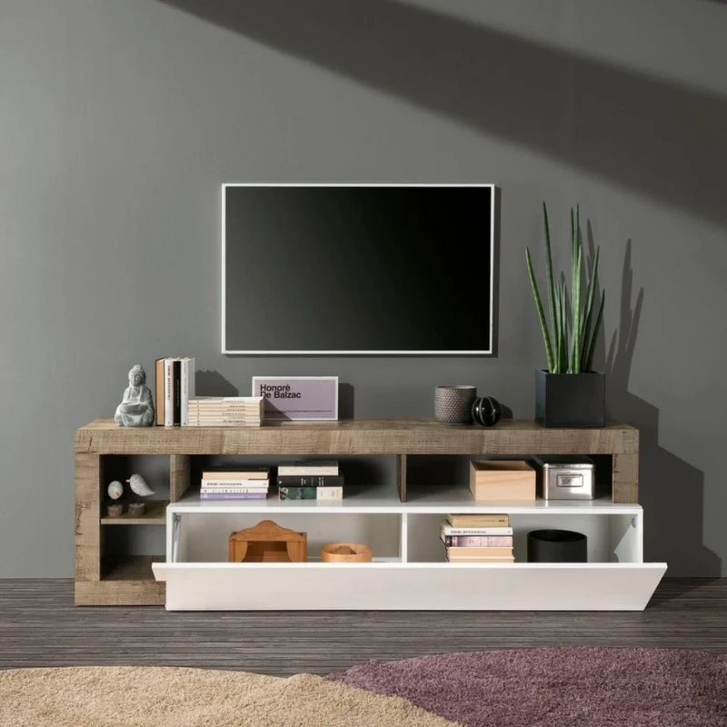 Mobile porta TV 184 cm colore bianco lucido e pero - Mogol