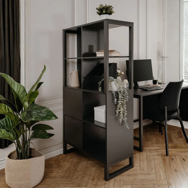 Credenza a giorno 83,5x165h cm bifacciale colore antracite - Sumatra20A