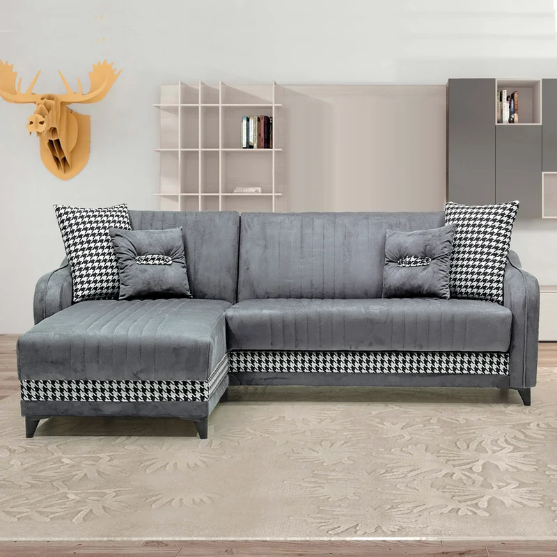 Divano con penisola contenitore reversibile colore grigio - Laos