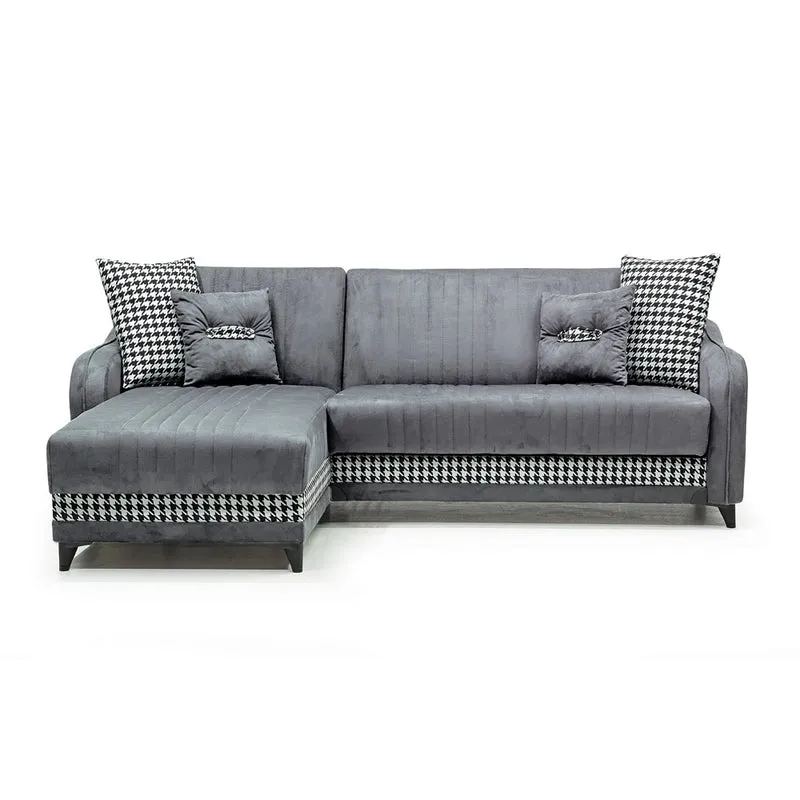 Divano con penisola contenitore reversibile colore grigio - Laos