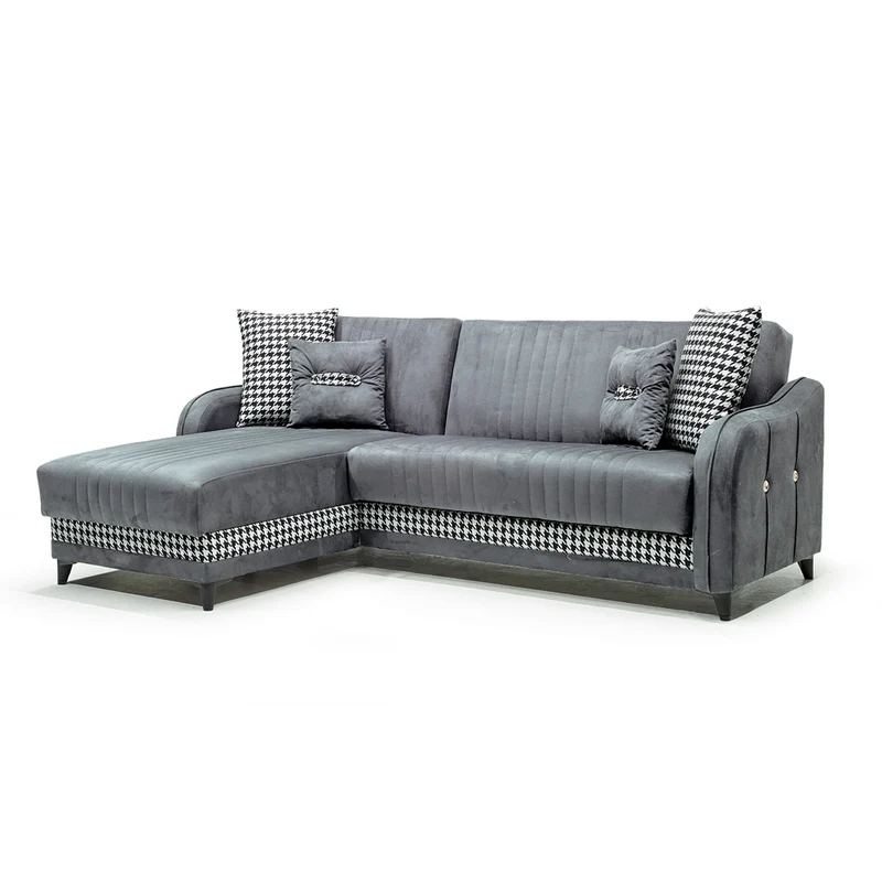Divano con penisola contenitore reversibile colore grigio - Laos