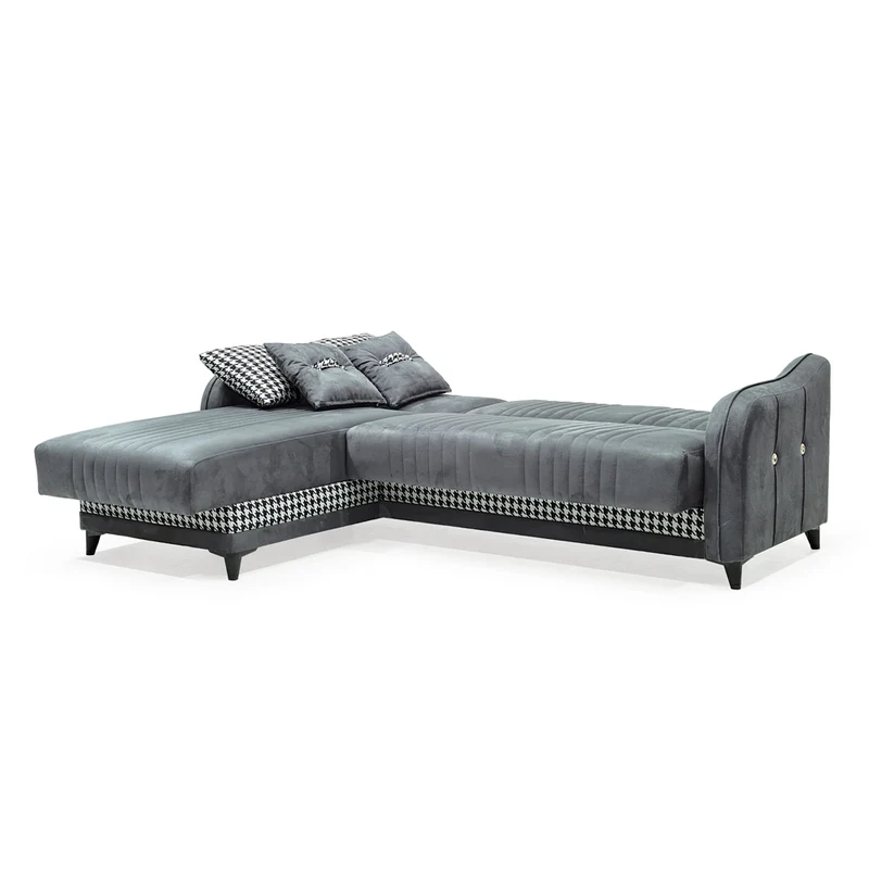 Divano con penisola contenitore reversibile colore grigio - Laos