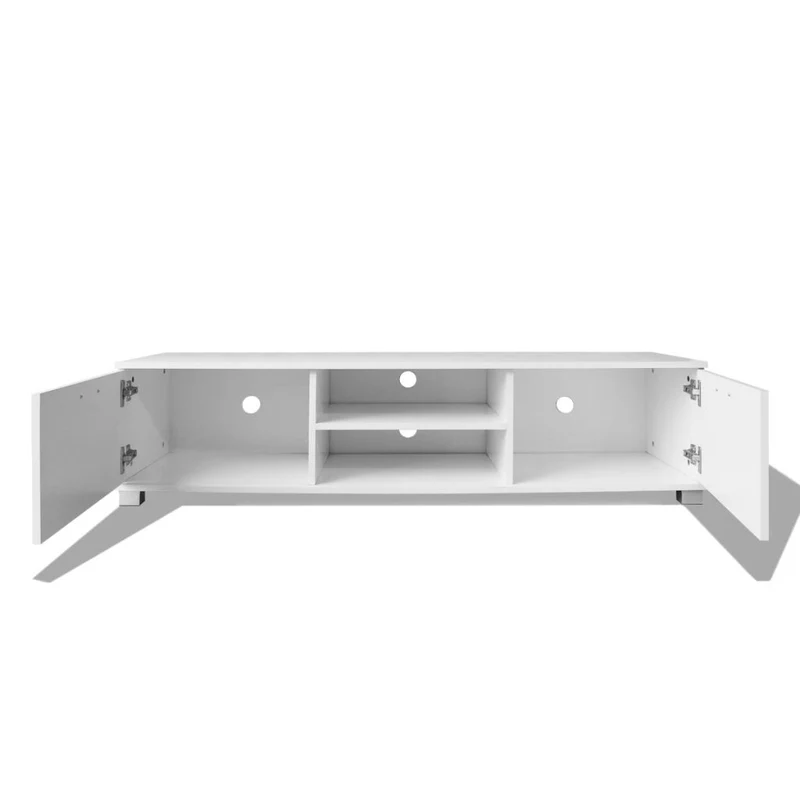 Meuble télé buffet tv télévision design pratique 140 cm haute brillance blanc 2502057/2