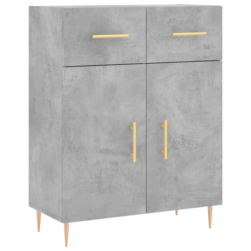 Buffet bahut commode armoire meuble de rangement organisateur cuisine salle de séjour salon haut 69,5 x 34 x 180 cm bois d'ingénierie gris 02_0034591