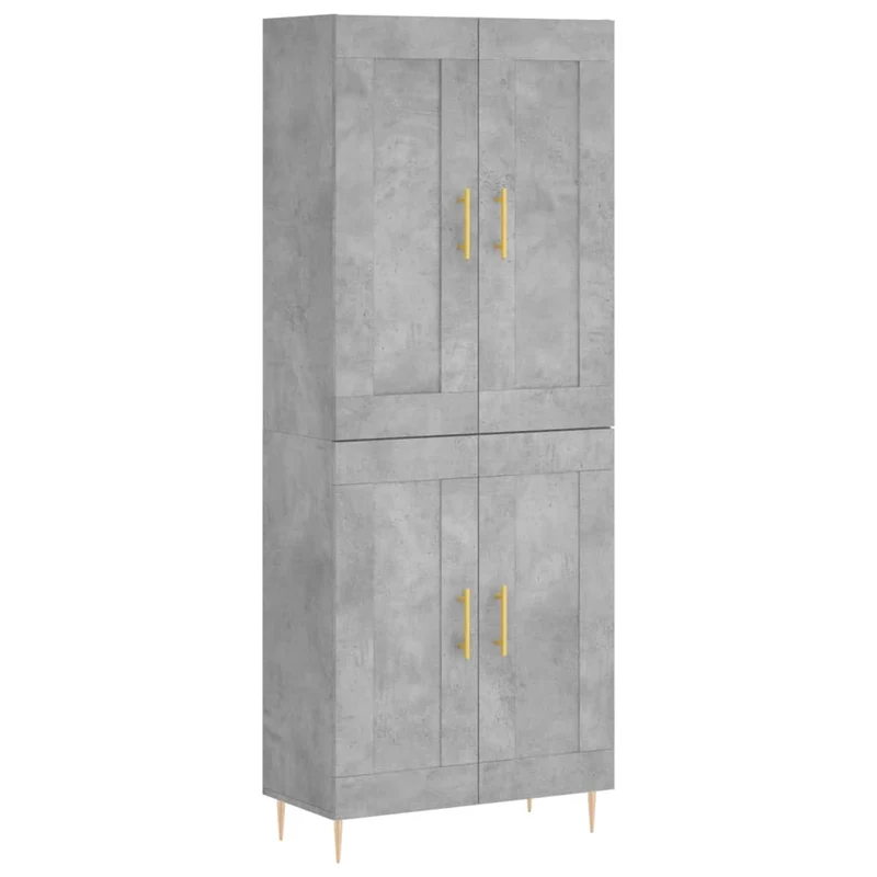 Buffet bahut commode armoire meuble de rangement organisateur cuisine salle de séjour salon haut 69,5 x 34 x 180 cm bois d'ingénierie gris 02_0034595