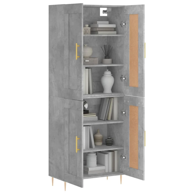 Buffet bahut commode armoire meuble de rangement organisateur cuisine salle de séjour salon haut 69,5 x 34 x 180 cm bois d'ingénierie gris 02_0034595