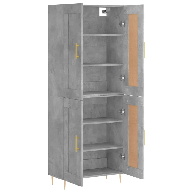 Buffet bahut commode armoire meuble de rangement organisateur cuisine salle de séjour salon haut 69,5 x 34 x 180 cm bois d'ingénierie gris 02_0034595