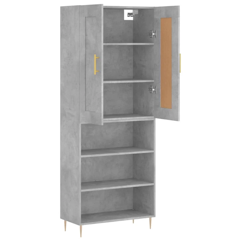 Buffet bahut commode armoire meuble de rangement organisateur cuisine salle de séjour salon haut 69,5 x 34 x 180 cm bois d'ingénierie gris 02_0034548