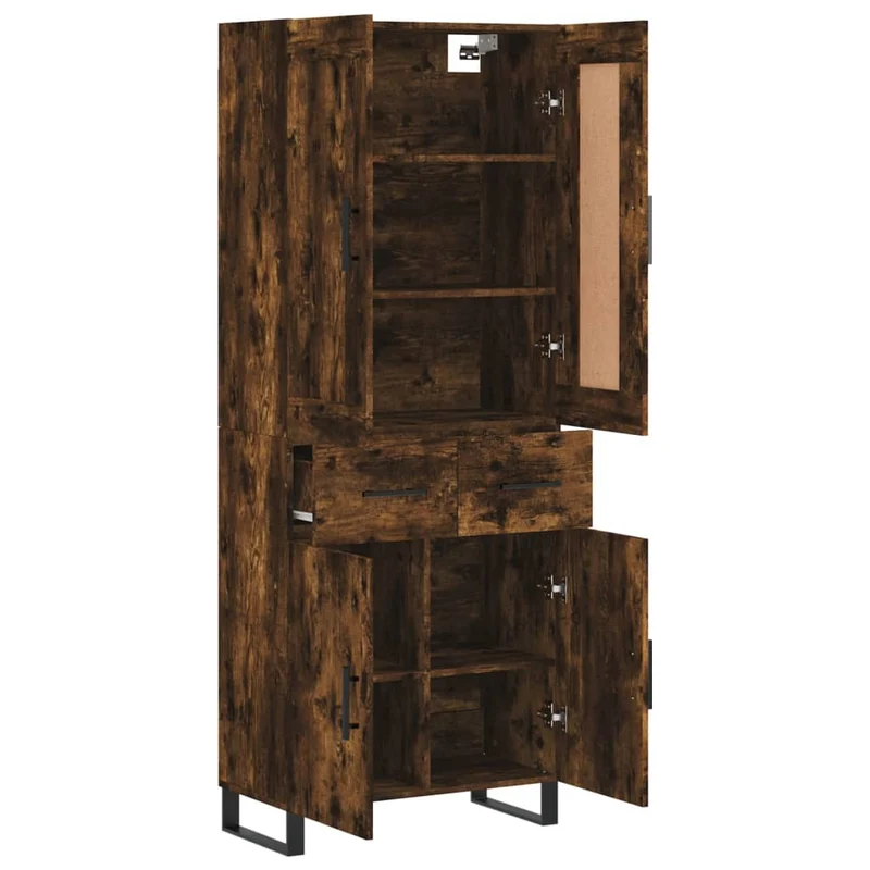 Buffet bahut commode armoire meuble de rangement organisateur cuisine salle de séjour salon haut 69,5 x 34 x 180 cm bois d'ingénierie marron 02_0033407