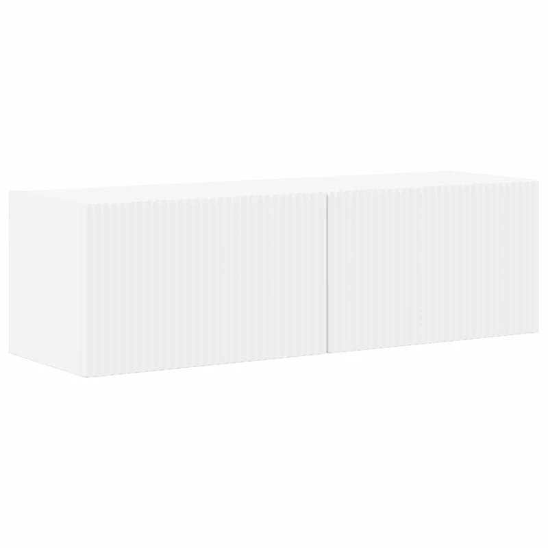 Meuble TV mural moderne modulable rangement généreux 98 x 31 x 29,5 cm en bois blanc 02_0056199
