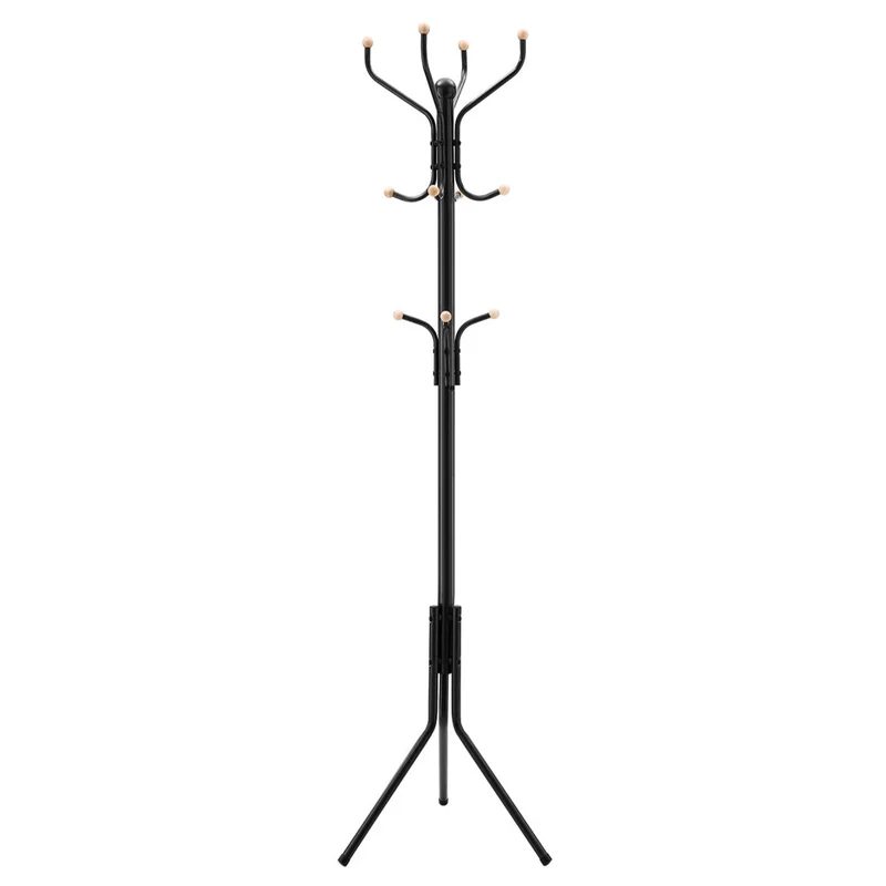 Porte-manteau sur pieds support manteau de 3 tube en fer hauteur de 182 cm noir 12_0002365