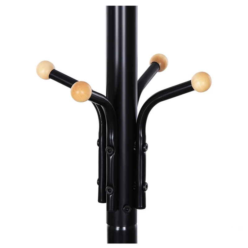 Porte-manteau sur pieds support manteau de 3 tube en fer hauteur de 182 cm noir 12_0002365