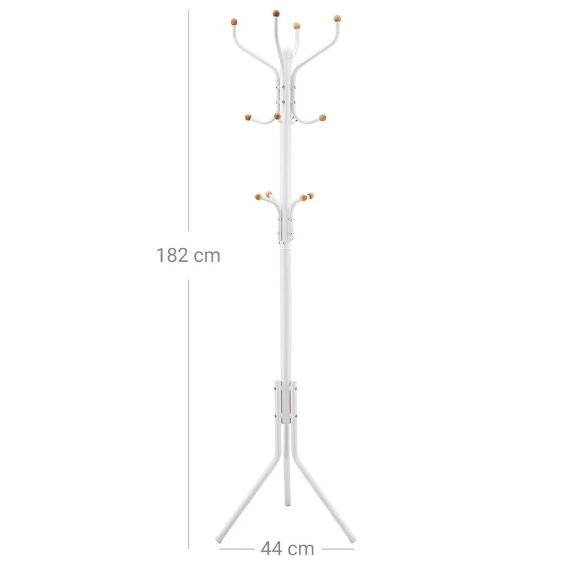 Porte-manteau sur pied Hauteur de 182 cm perroquet de 3 tubes en fer blanc 12_0003190