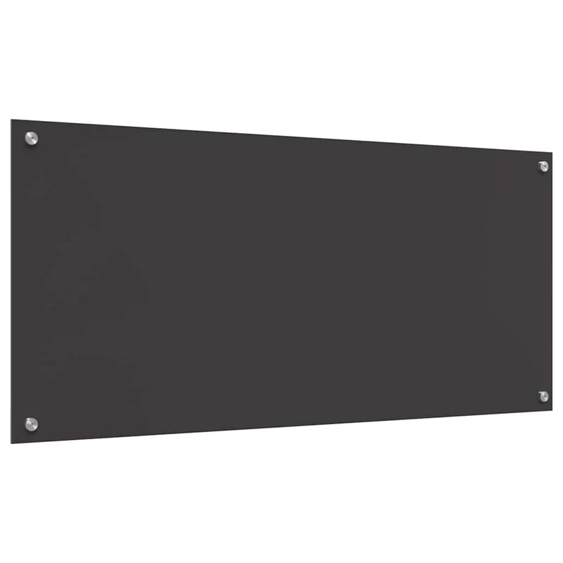 Lot de 2 dosserets de cuisine thermorésistants design moderne 110 x 50 cm en verre trempé gris foncé 02_0056273