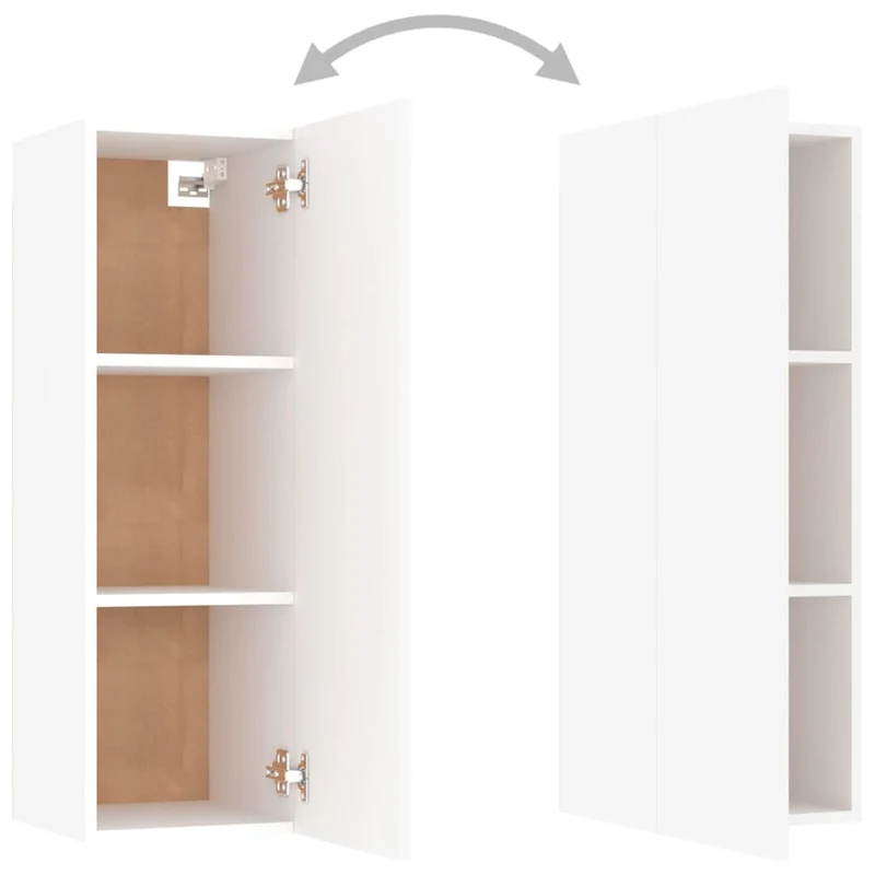 Meubles TV multimédia étagère télévision buffet téléviseur salle à manger salon chambre 2 pièces 30,5 x 30 x 90 cm bois d’ingénierie blanc 02_0028533