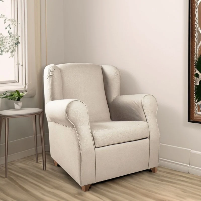 Poltrona eco in nabuk colore nature moxart 2 e struttura in legno - Ebro