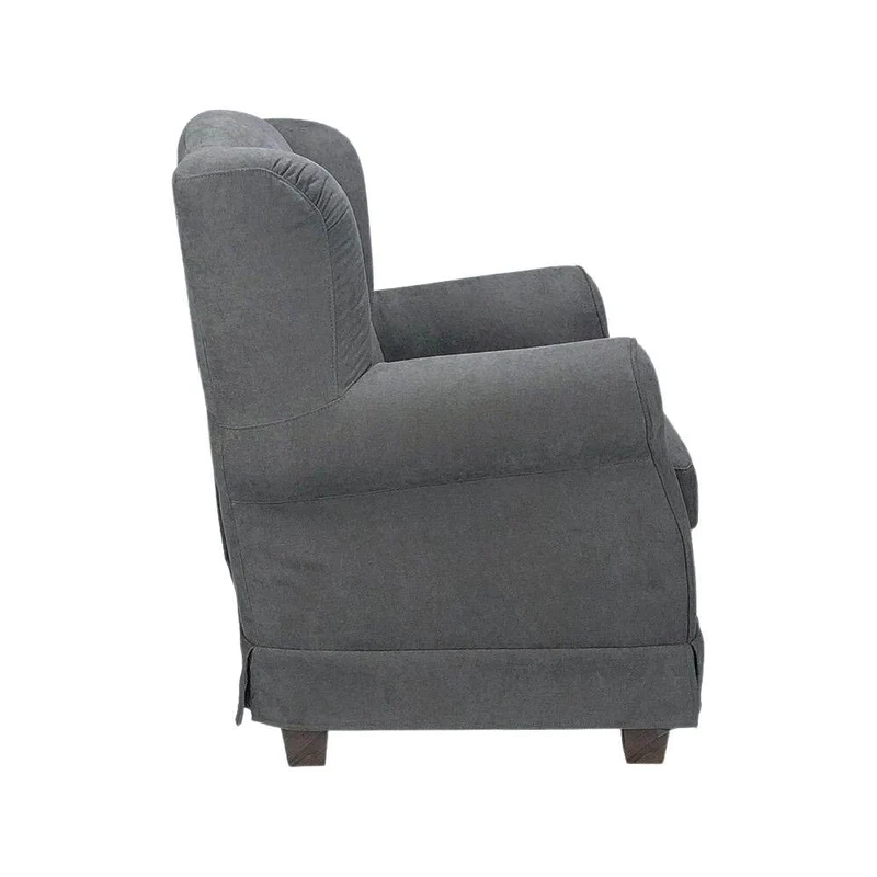 Poltrona rivestita in tessuto colore grigio monaco 15 e struttura in legno - Ebro