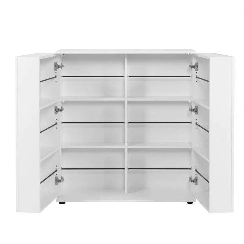Scarpiera 100x110h cm con 2 ante e 8 ripiani colore bianca - Satos02A