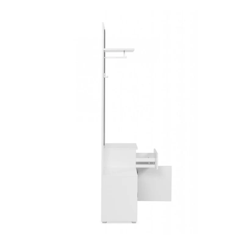 Mobile da ingresso 85x195h cm con specchio e appendiabiti colore bianco - Image