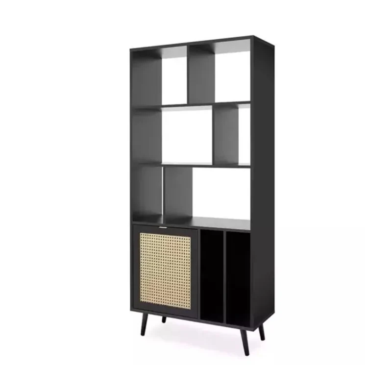 Libreria 80x170h cm con frontali effetto vimini e colore nera - Vienna20A
