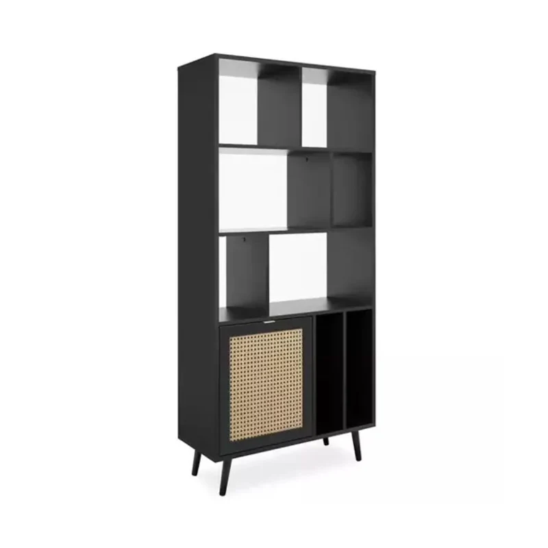 Libreria 80x170h cm con frontali effetto vimini e colore nera - Vienna20A