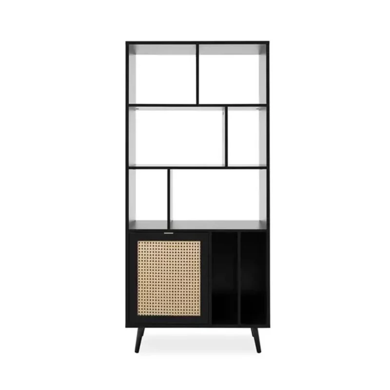 Libreria 80x170h cm con frontali effetto vimini e colore nera - Vienna20A