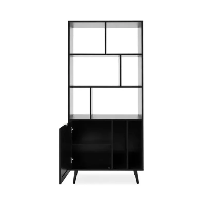 Libreria 80x170h cm con frontali effetto vimini e colore nera - Vienna20A