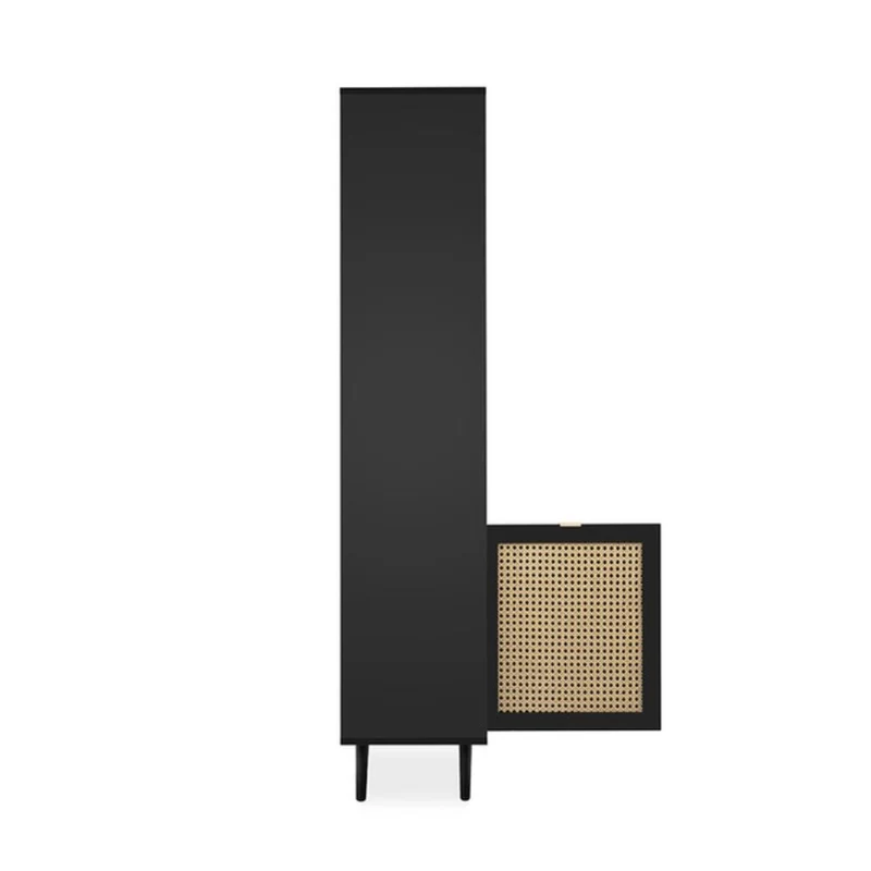 Libreria 80x170h cm con frontali effetto vimini e colore nera - Vienna20A