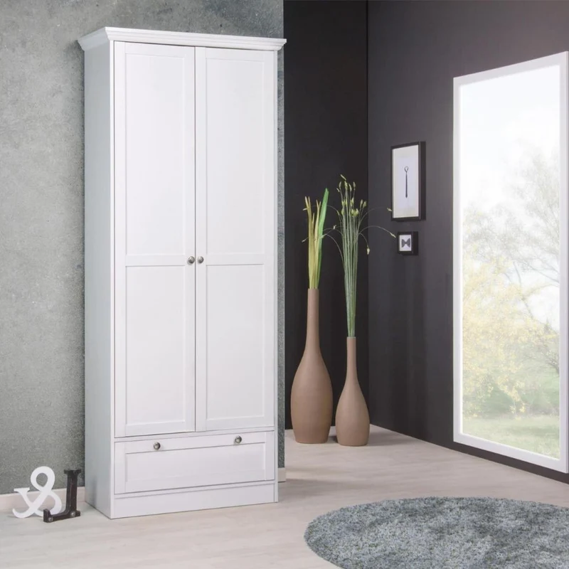 Armadio scarpiera 80x200h cm com due ante e cassetto colore bianco - Landwood
