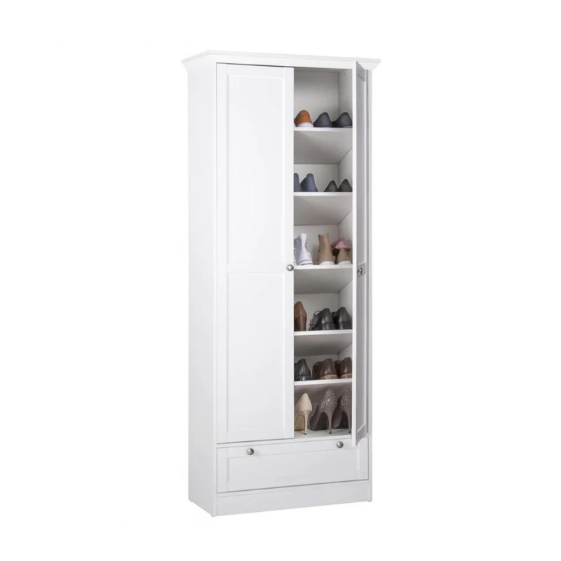 Armadio scarpiera 80x200h cm com due ante e cassetto colore bianco - Landwood