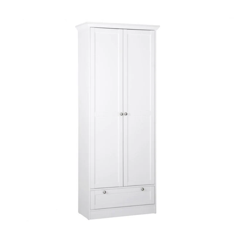 Armadio scarpiera 80x200h cm com due ante e cassetto colore bianco - Landwood