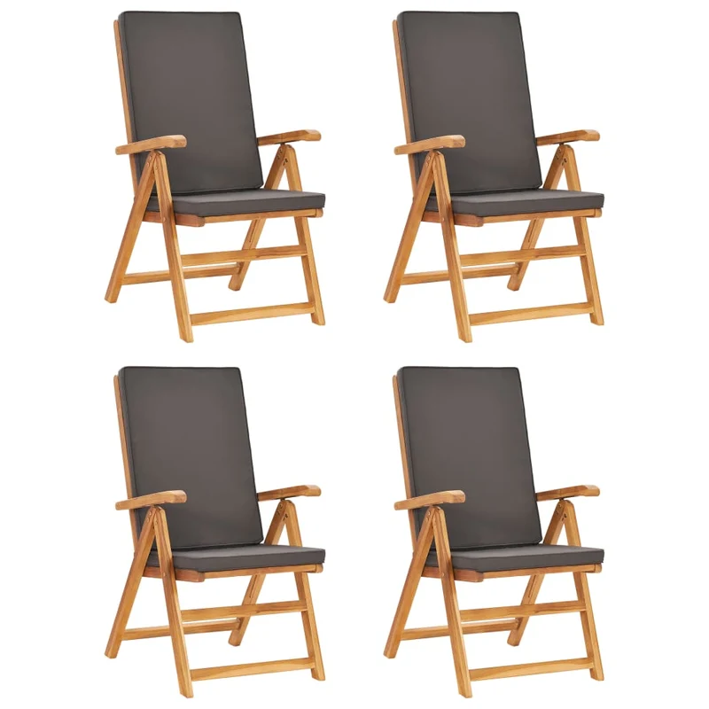 Salon de jardin meuble d'extérieur ensemble de mobilier 5 pièces avec coussins gris bois de teck massif 02_0016382