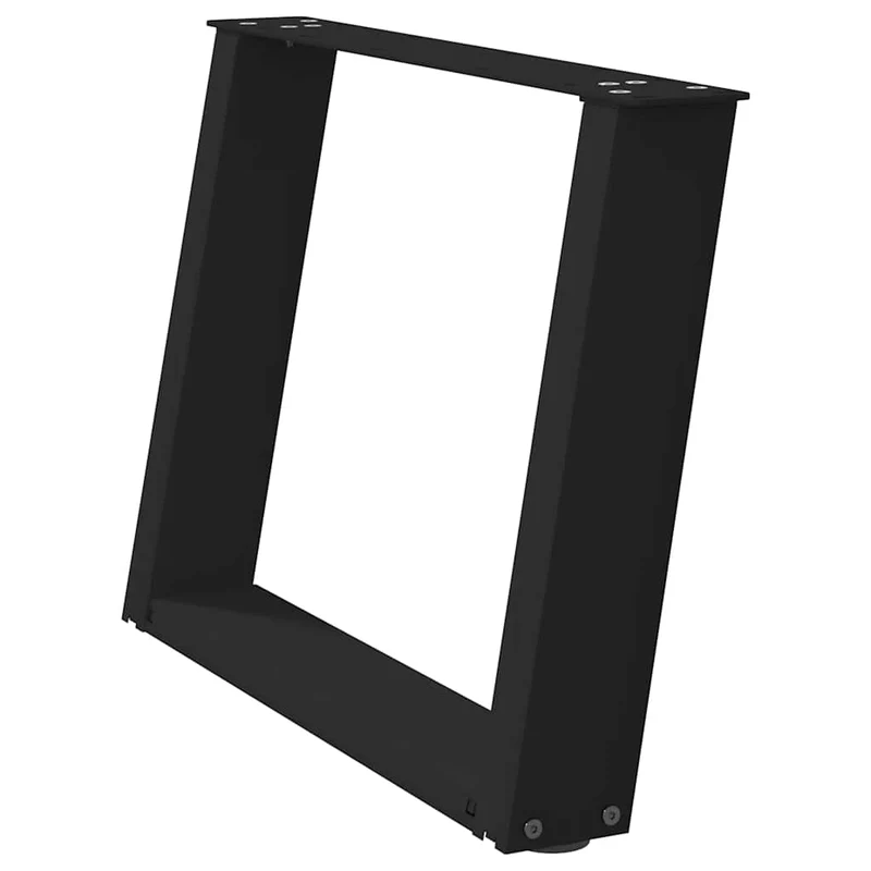 Lot de 2 pieds de table basse en U inclinés 60 x 43 cm support robuste réglable design moderne en acier noir 02_0057052