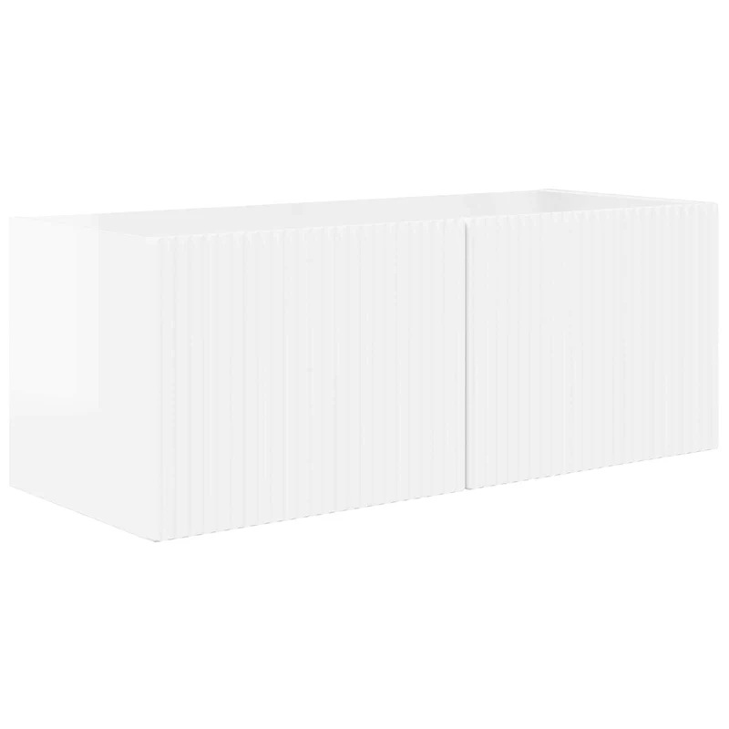Meuble TV mural moderne rangement optimisé compact 98 x 31 x 29,5 cm en MDF blanc 02_0056203
